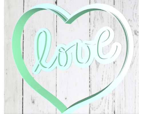 Штамп+резак "Сердце с надписью Love"