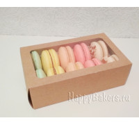 Коробочка для макарун на 12шт., крафт с окном